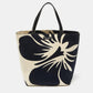 Kate Spade Black/white Hibiscus Printed Canvas Tote