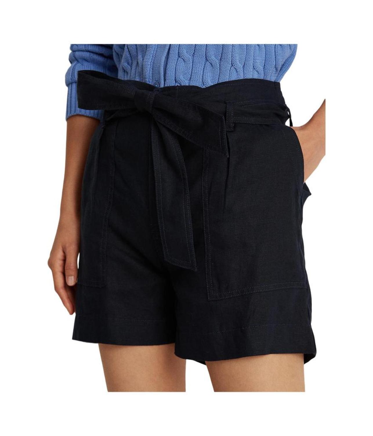 Belted Linen Shorts