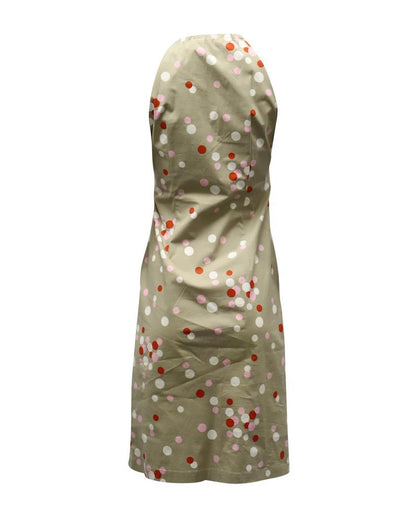 Sportmax Polka Dot Halter Dress in Beige Cotton