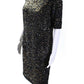 Michael Kors Collection Womens Short Sleeve Mesh Sequin Dress Brown Navy