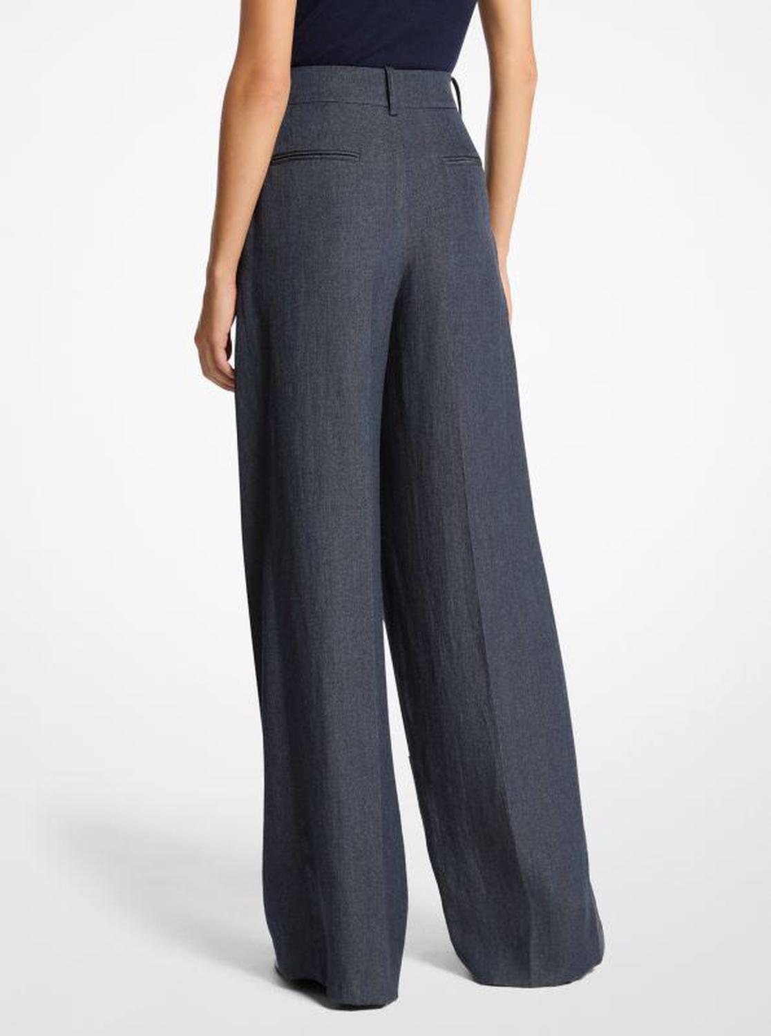 Sharkskin Denim Pleated Trousers