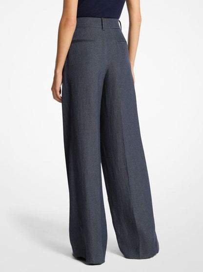 Sharkskin Denim Pleated Trousers