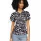 Women's Printed Flutter-Sleeve Keyhole Top