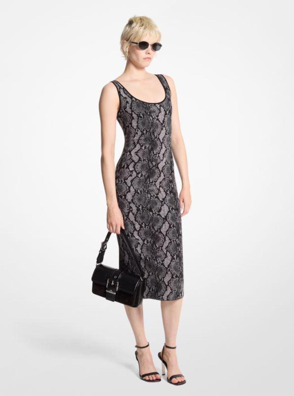 Snake Print Jacquard Dress