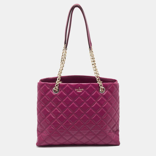 Kate Spade Burgundy Quilted Leather New York Natalia Tote