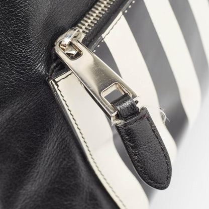 Marc Jacobs Black/white Leather Small Striped Prince Antonia Satchel..