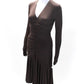 Michael Kors Collection Womens Back Zip Long Sleeve Ruched Dress Brown