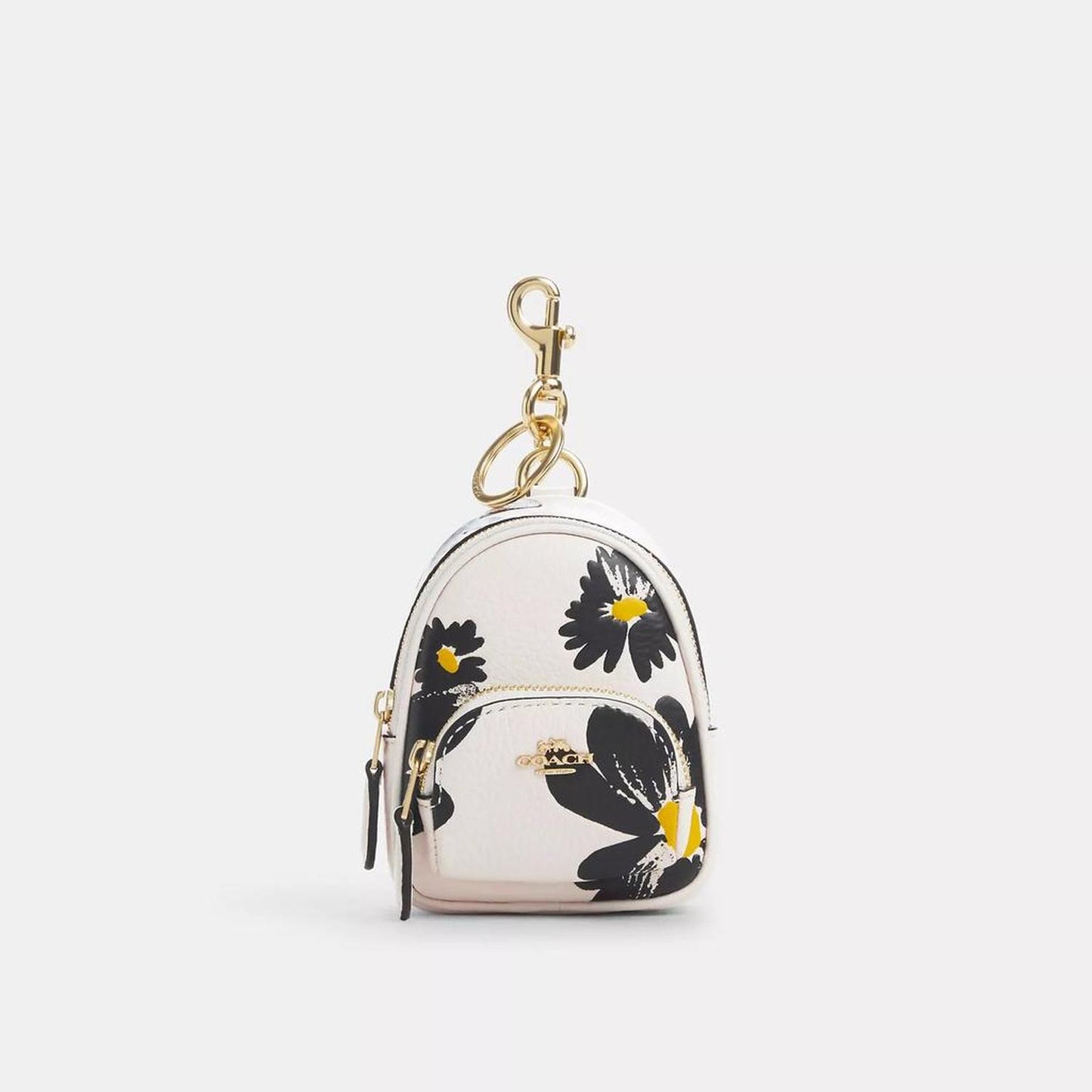 Mini Court Backpack Bag Charm With Floral Print