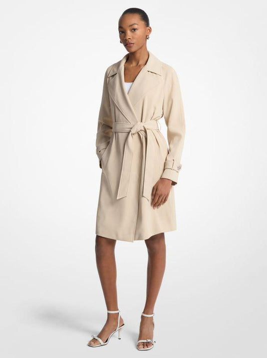 Draped Woven Trench Coat