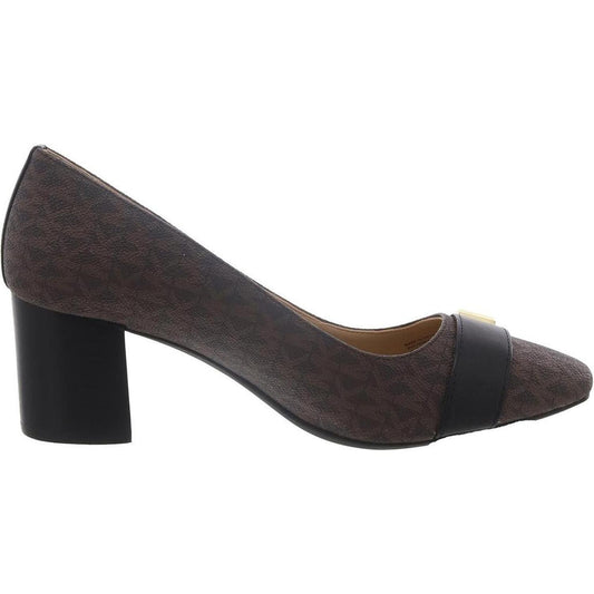 Womens Leather Block Heel Pumps