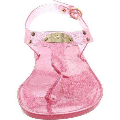 MK Plate Womens Glitter Logo Jelly Sandals