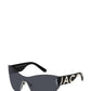 Women's Rimless Shield Acetate Sunglasses In Black/grey