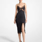 Lace Trim Crushed Satin Charmeuse Slip Dress