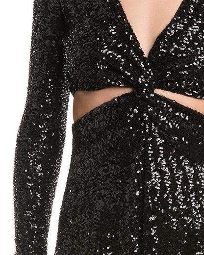 Cutout Sequin Midi Dress