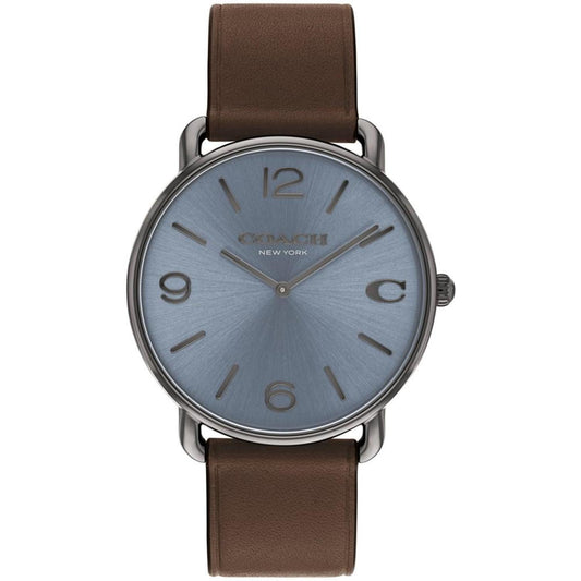 Unisex Elliot Dark Brown Leather Strap Watch, 40mm