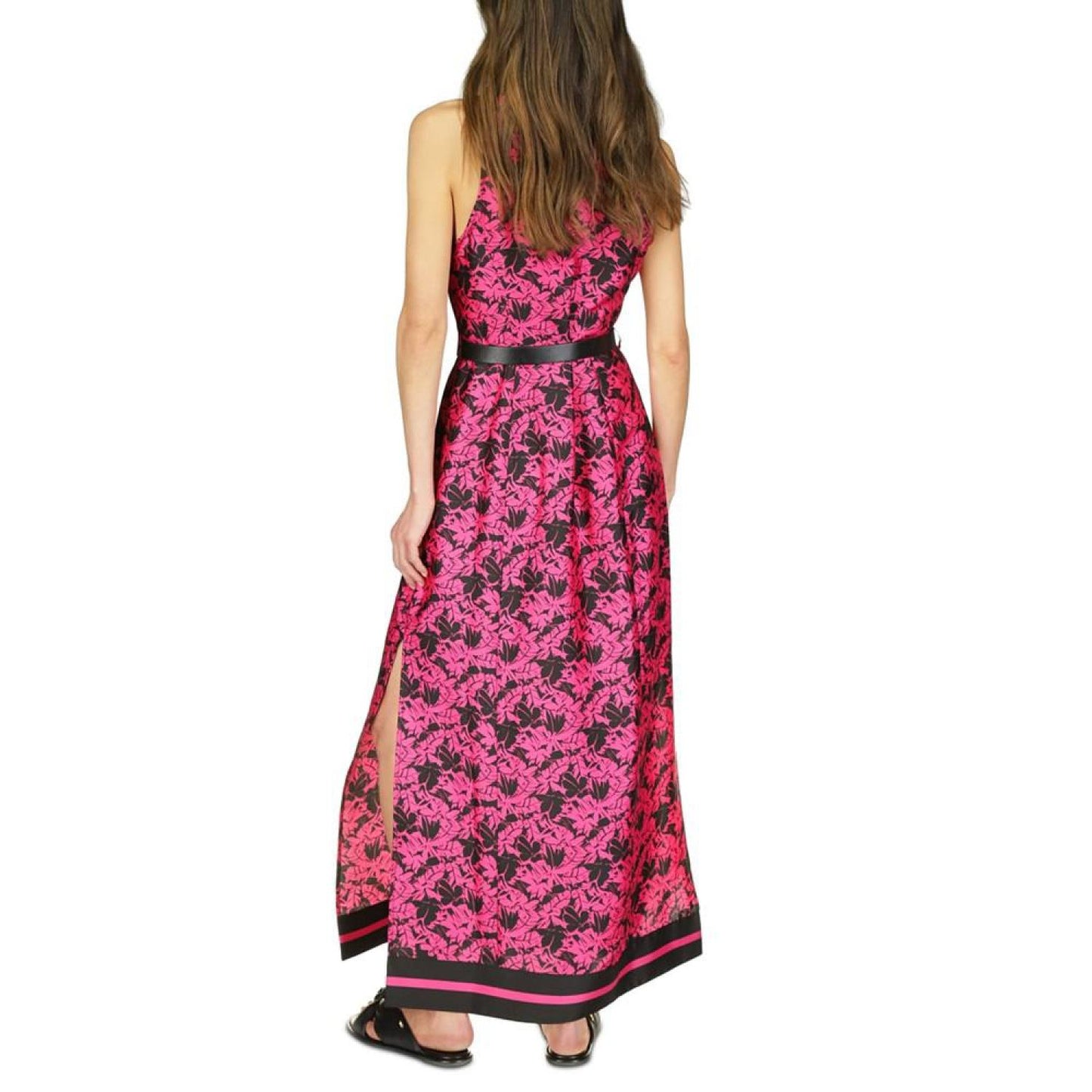 MICHAEL Women's Belted Floral-Print Maxi Dress