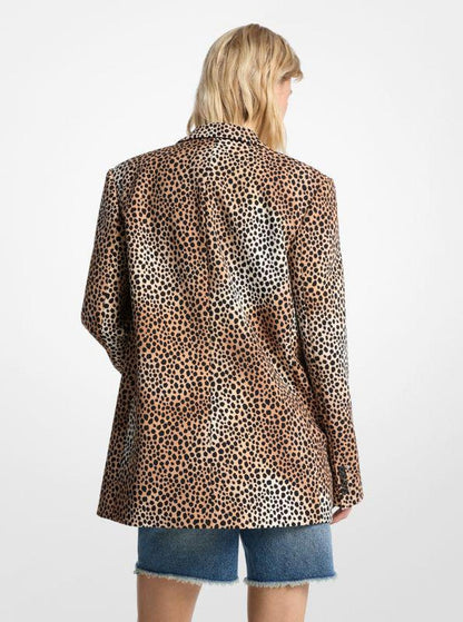 Cheetah Print Stretch Crepe Blazer