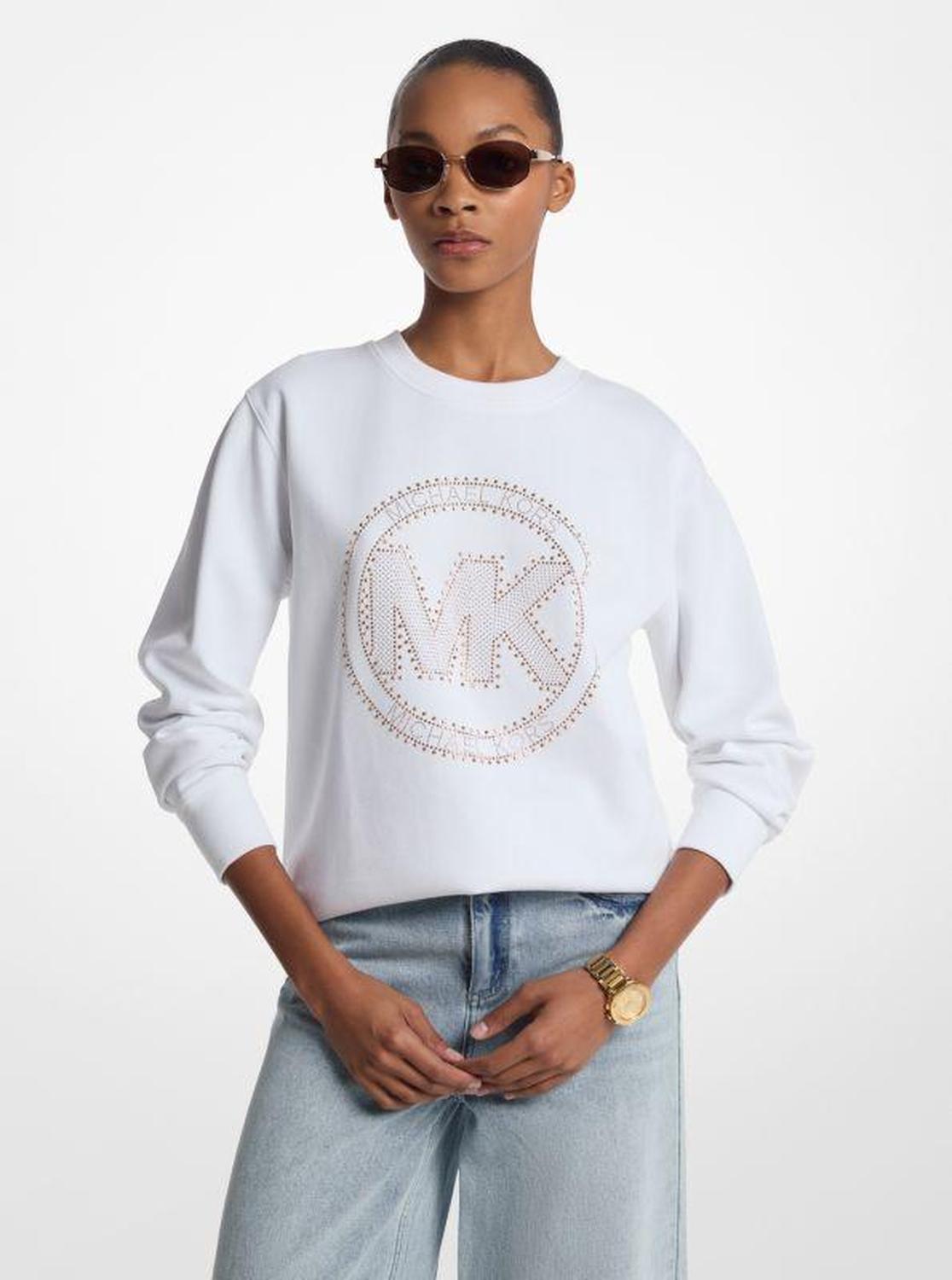 Embellished Logo Cotton Blend Sweatshirt