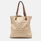 Michael Kors Beige/brown Signature Canvas And Leather North South Tote