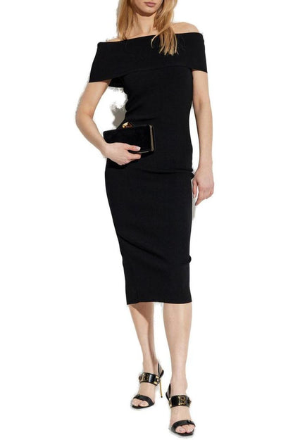 Michael Michael Kors Stretch Knit Over-The-Shoulder Dress