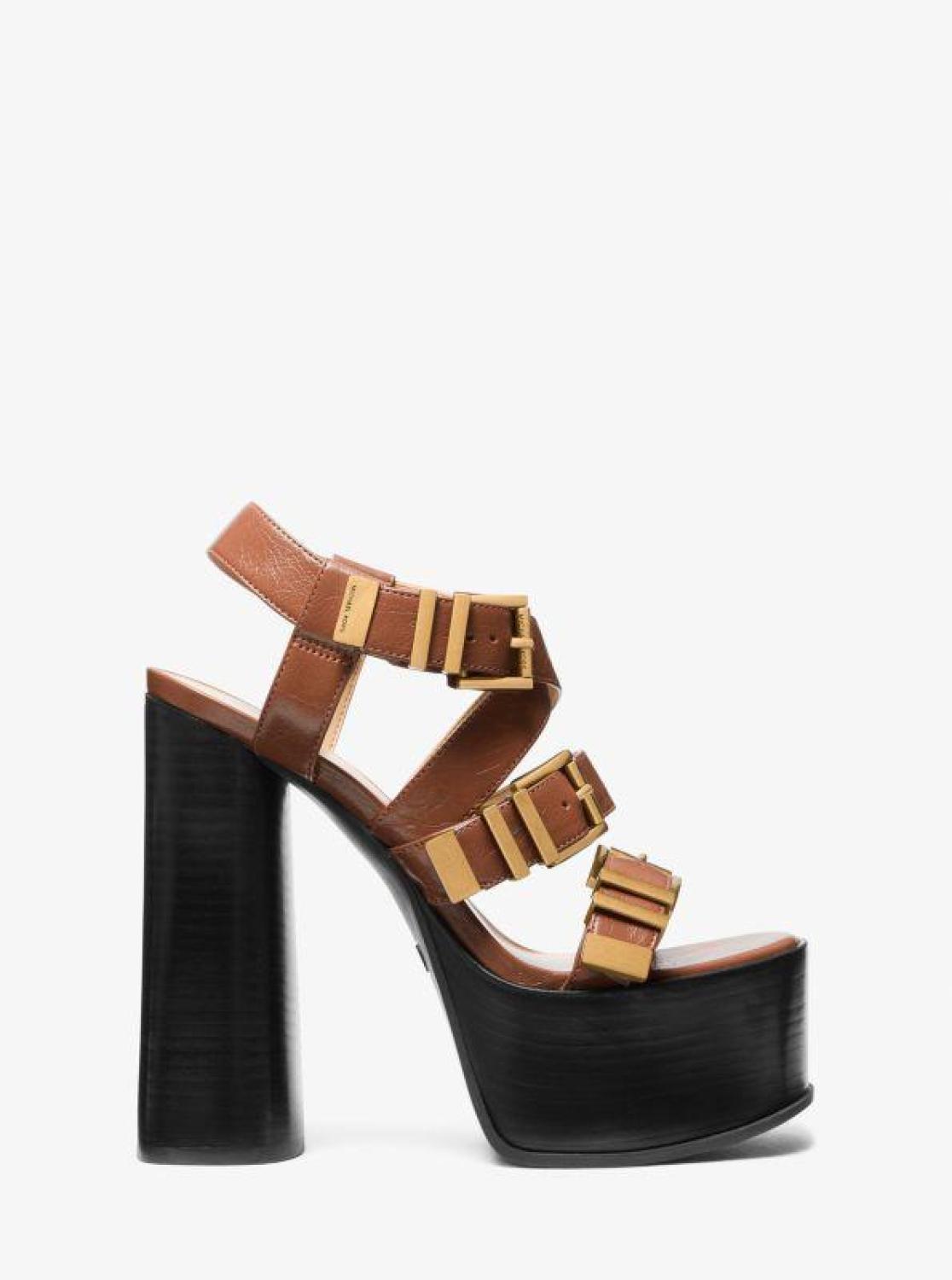 Darrington Crackled Leather Platform Sandal