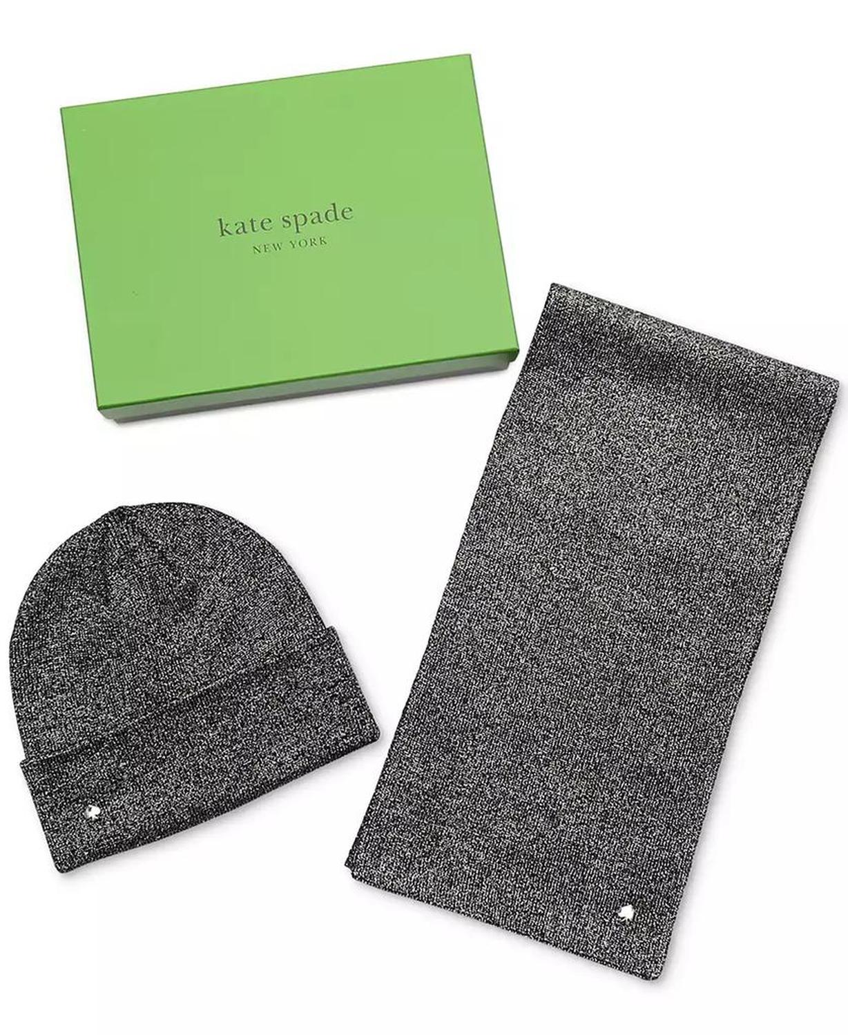 Women's Metallic Beanie & Scarf Set