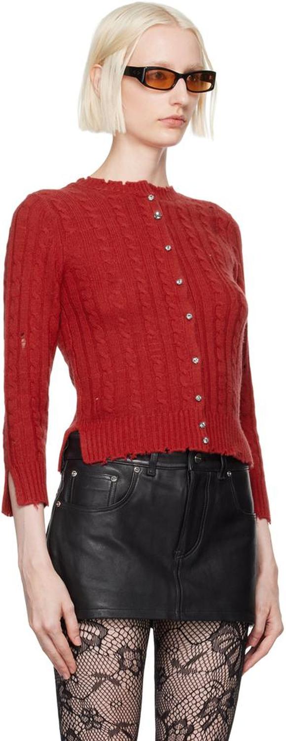 Red 'The Shrunken Cashmere Cable' Cardigan