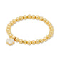 Gold-Tone Stone Charm Beaded Stretch Bracelet