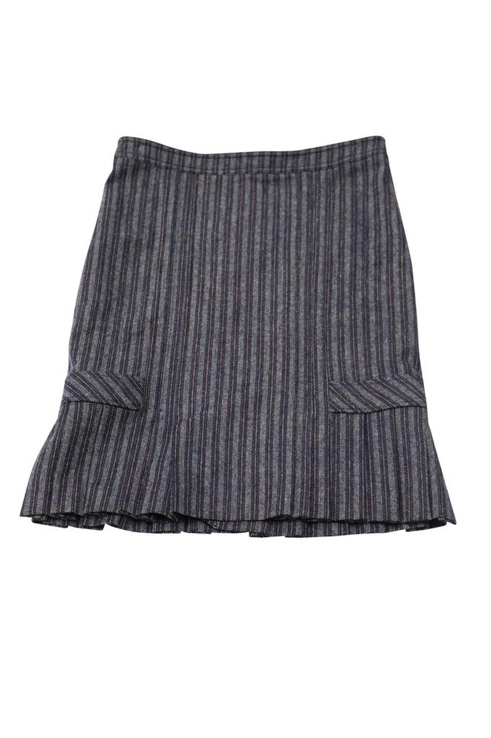 Maxmara Ruffled Hem Skirt in Blue Wool