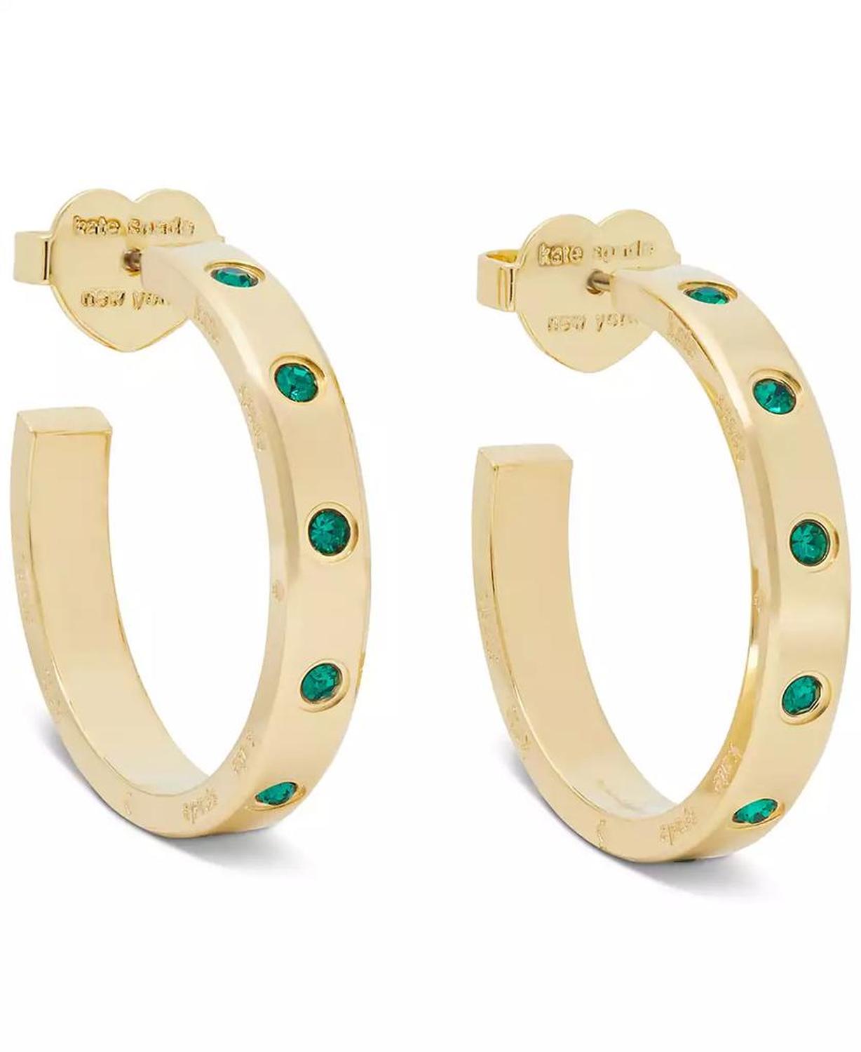 Gold-Tone Small Color Pavé Hoop Earrings, 1"