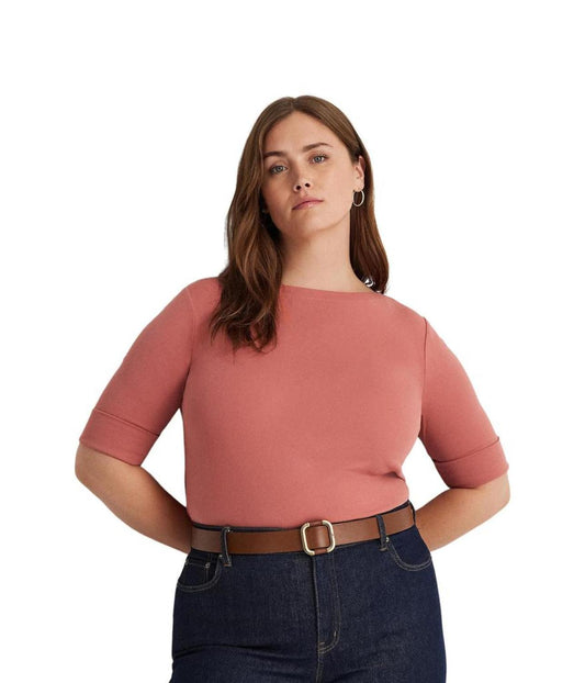 Plus-Size Cotton-Blend Boatneck Top