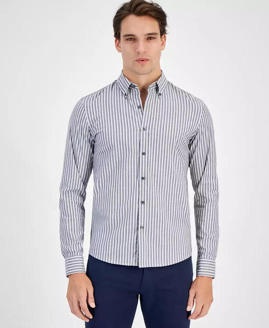 Men's Slim-Fit Stretch Stripe Button-Down Shirt