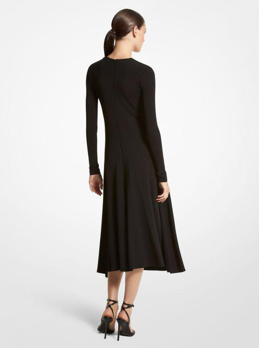 Ruched Stretch Jersey Plunge Dress