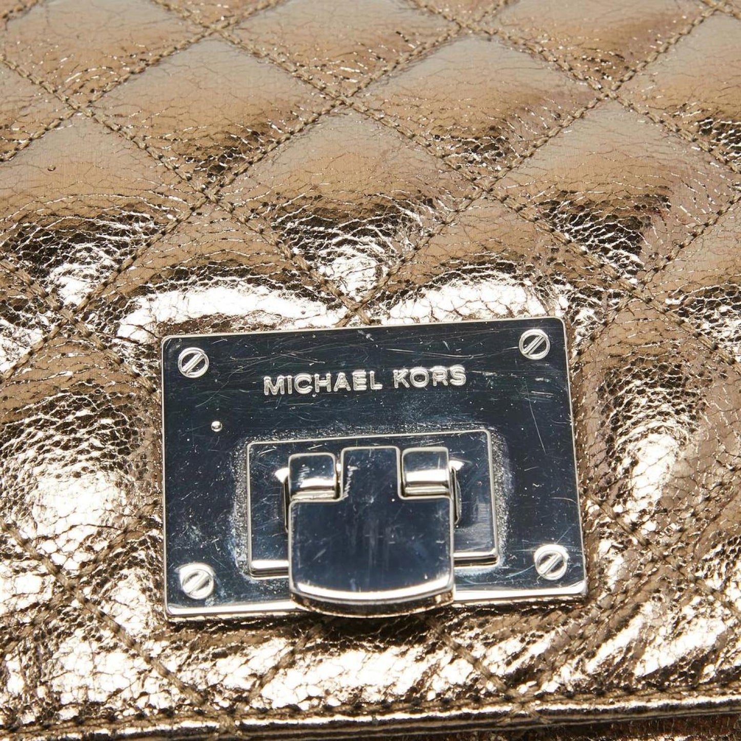 Michael Michael Kors Nickel Foil Leather Vivianne Flap Shoulder Bag