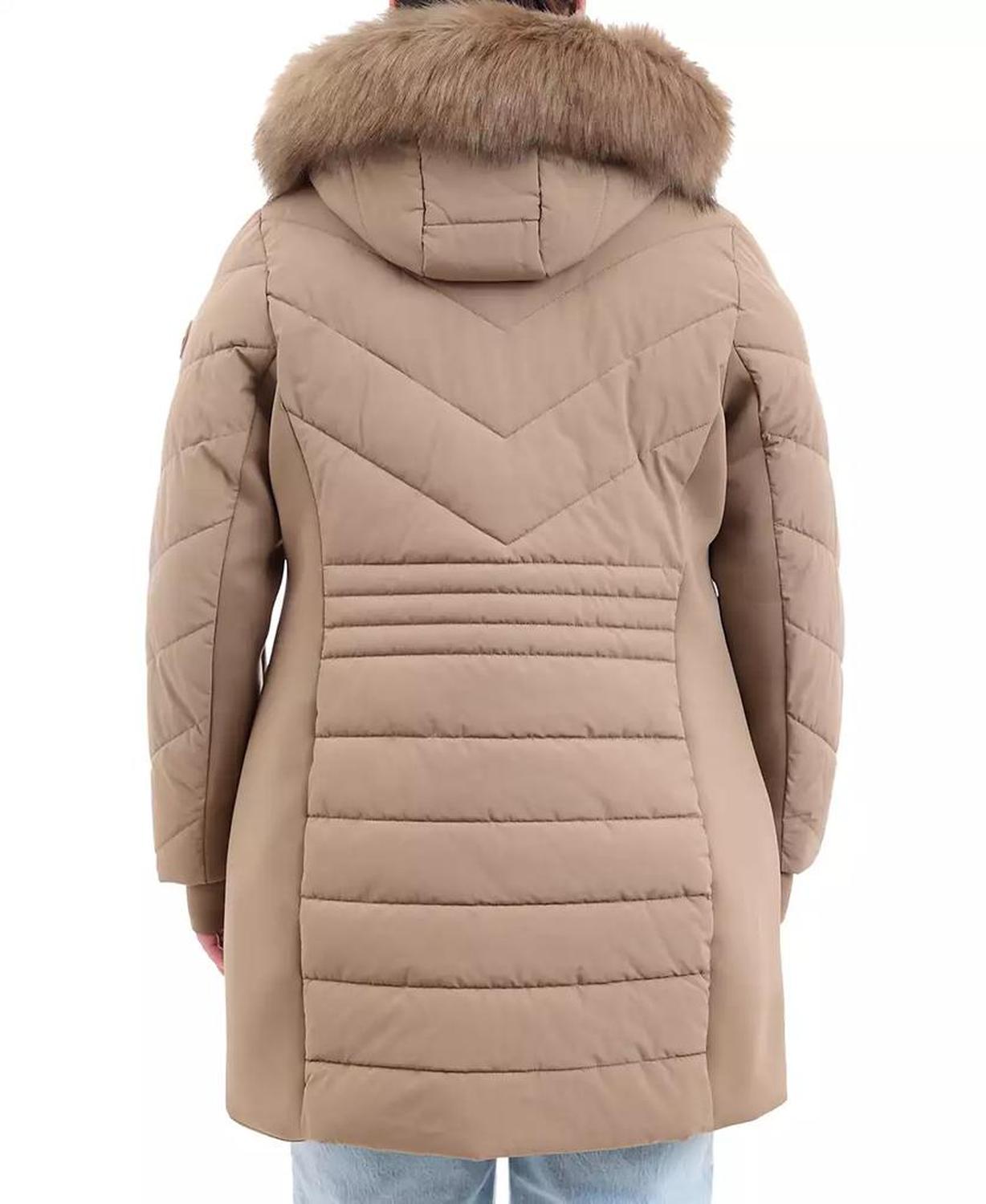 Plus Size Faux-Fur-Trim Hooded Puffer Coat, Created for Macy's