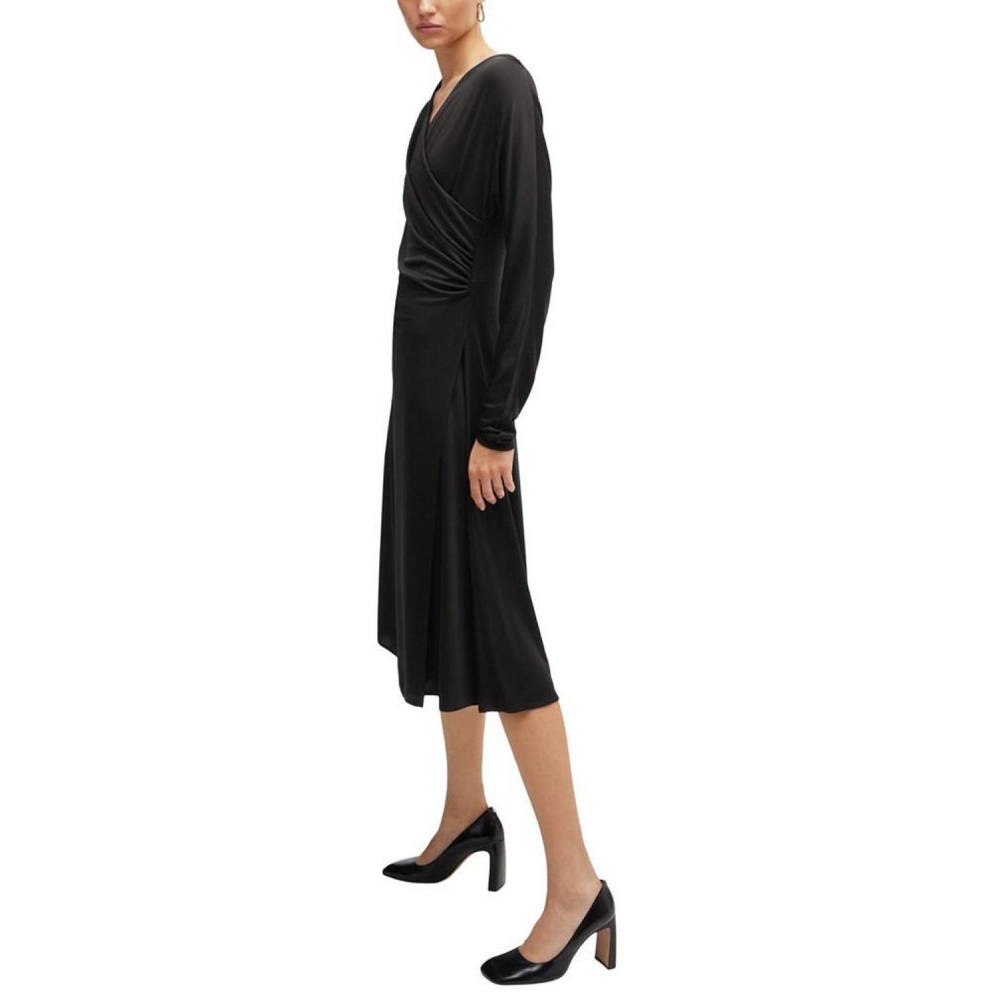 Women's Wrap Front Long-Sleeved Dress