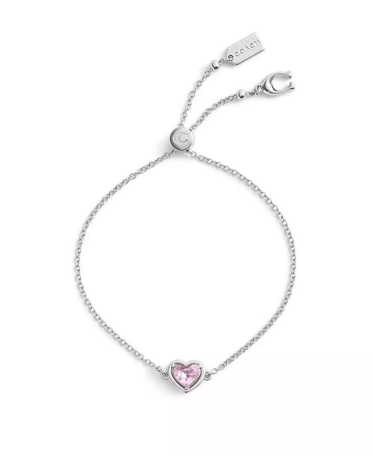 Faux Stone Halo Stone Heart Slider Bracelet