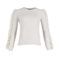 Max Mara Ruffled Sleeve Sweater in White Cotton