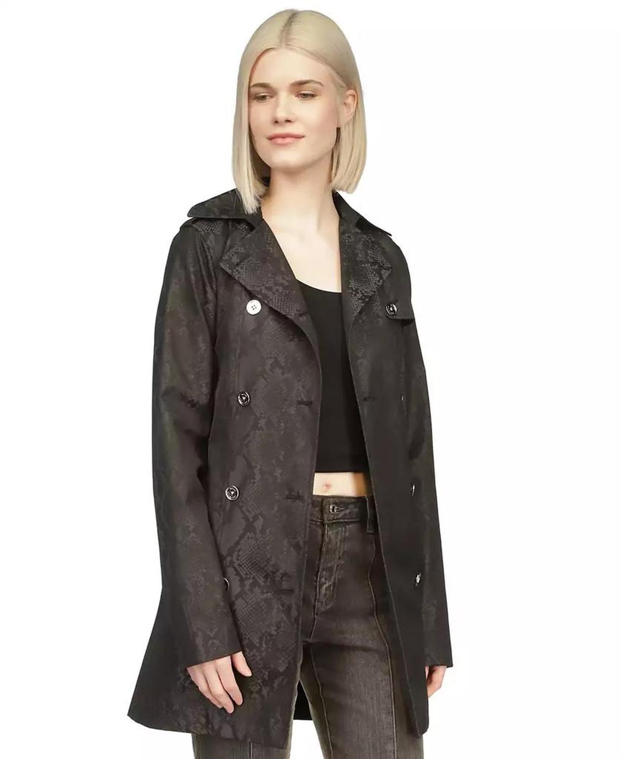 MICHAEL Women's Snake-Print Trench Coat