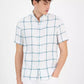 Men's Short-Sleeve Plaid Linen Button-Down Shirt