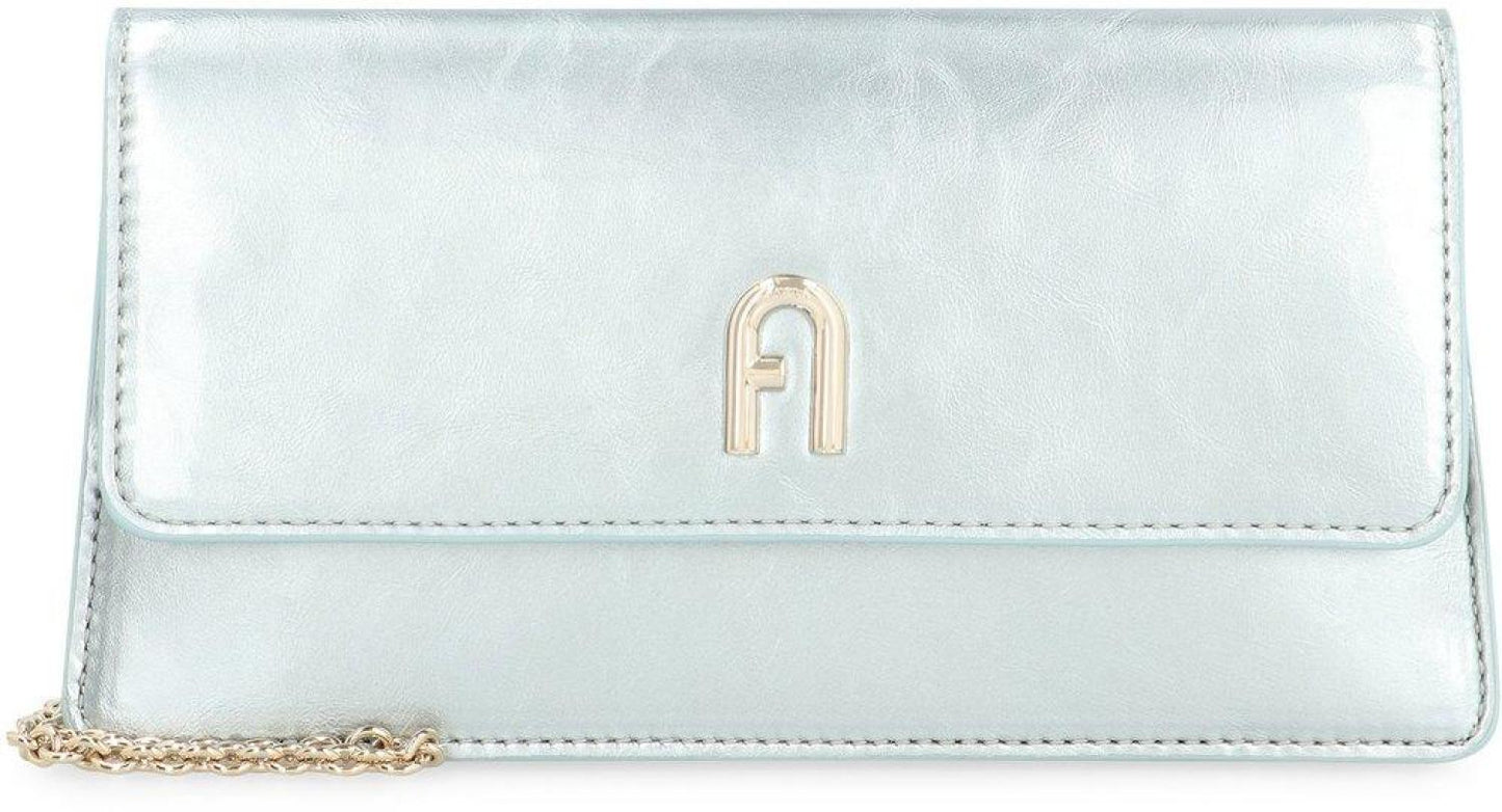 Furla Diamante Logo Plaque Foldover Top Clutch Bag