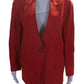 Max Mara Womens Linen Long Sleeves Single Button Blazer Jacket Red