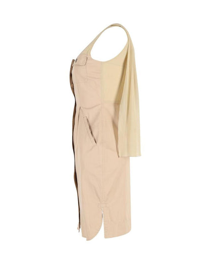 Max Mara Sportmax Safari-Style Sleeveless Dress in Beige Silk