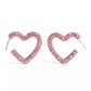 Faux Stone Pave Heart Hoop Earrings