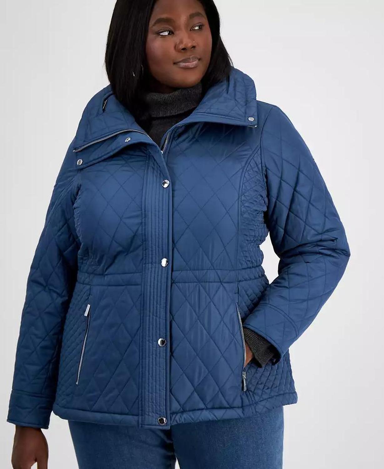 Plus Size Quilted Hooded Anorak Coat