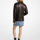 Oversized Crinkled Leather Moto Jacket