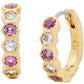 Gold-Tone Small Stone Huggie Hoop Earrings, 0.59"