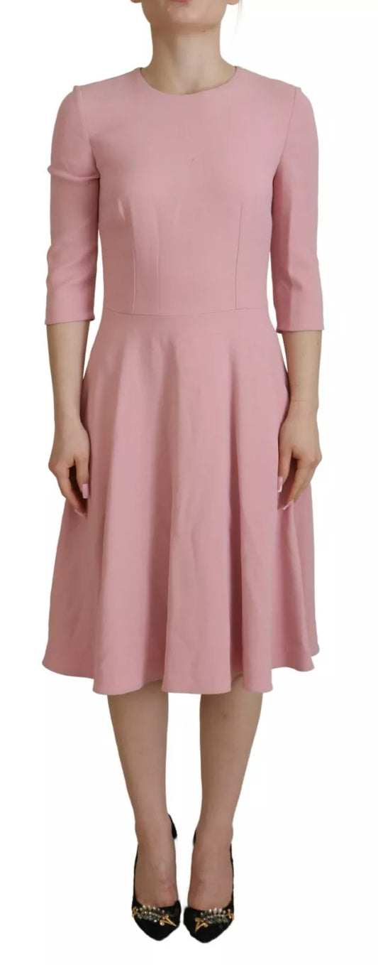 Dolce & Gabbana Pink A-line Flare Viscose 3/4 Sleeves Dress