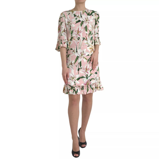 Dolce & Gabbana Pink Lily Viscose A-line Stretch Mini Dress