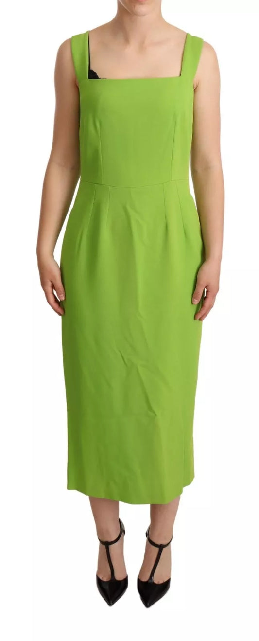 Dolce & Gabbana Green Sheath Square Neckline Mid Length Dress